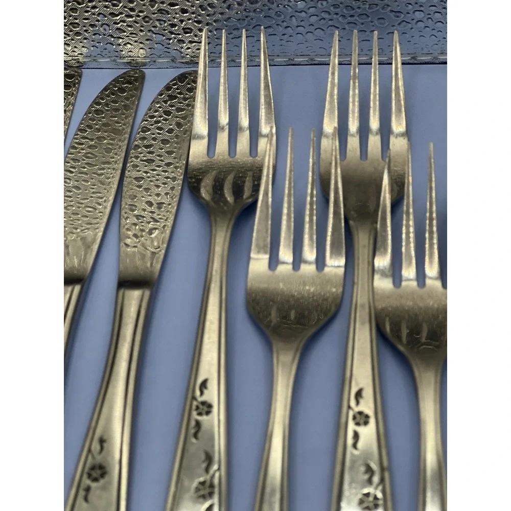 Vintage Imperial Stainless Steel Flatware Flower Dance Korea Lot‎ of 16